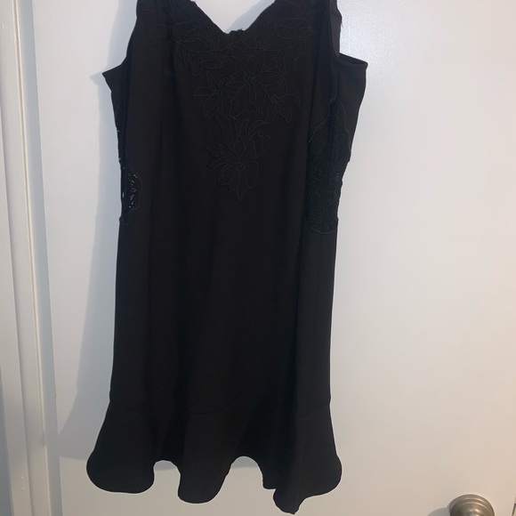 Lulu’s, never worn. Size: L. Black lace cut out mini dress with ruffles. - Picture 1 of 4